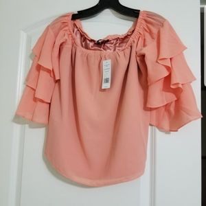 Bebe ruffle sleeve top brand new